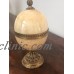 Alabaster Egg Shaped Urns & Lids  w/ Brass Base, Band & Top Knob, Rich Colors    163194229546